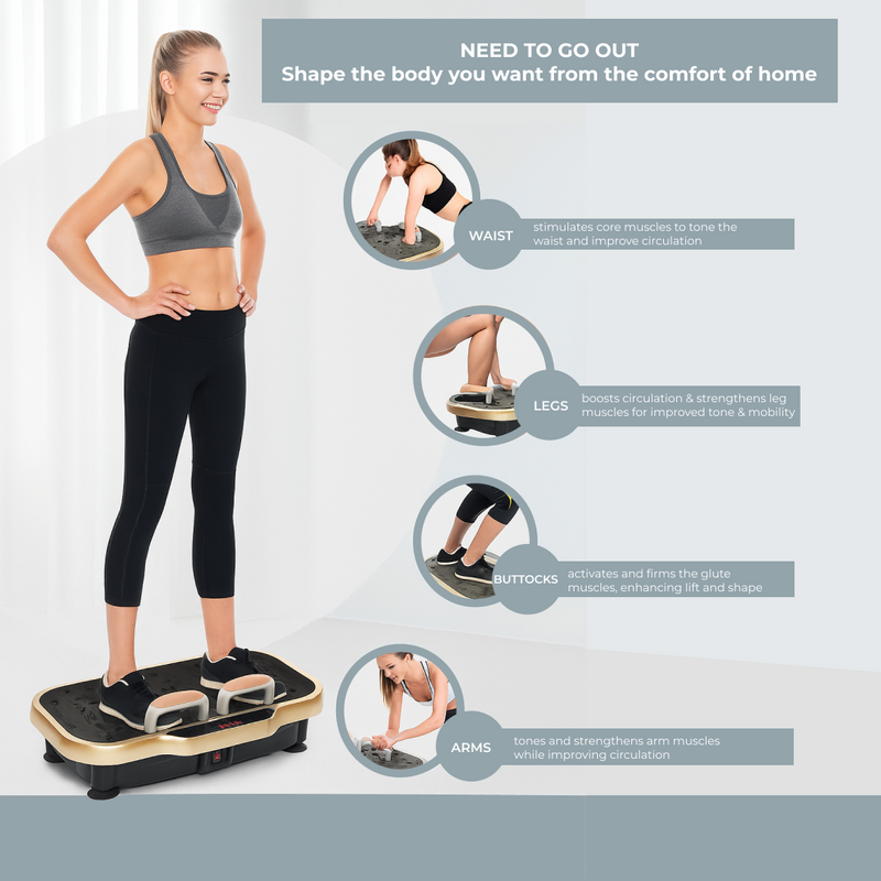 Upyogaa Vibration Plate Exercise Machine – Full-Body Workout, Lymphatic Drainage, 8000 Vibrations/min | 200 Speed Levels | Power - 200Watt | 140 KG-190 KG Capacity | 1 Year Warranty
